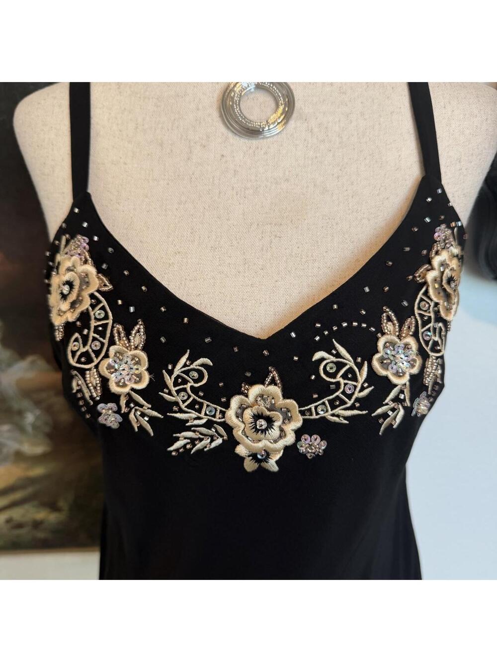 Vintage Whimsi Fairy Beaded Embroidered Floral Sleeveless Top